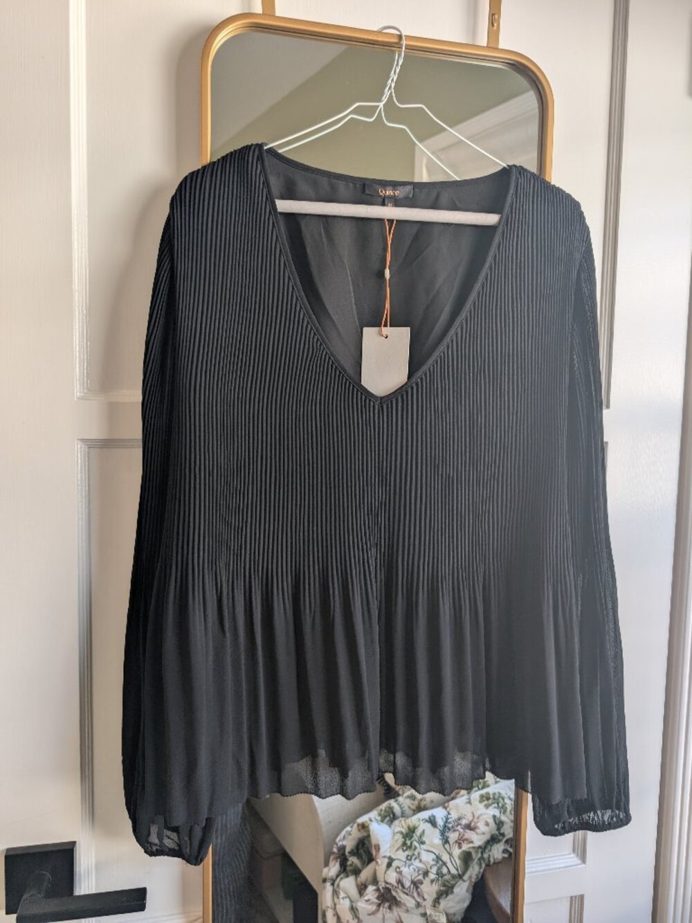 NWT Quince Black Pleated Women's Shirt
